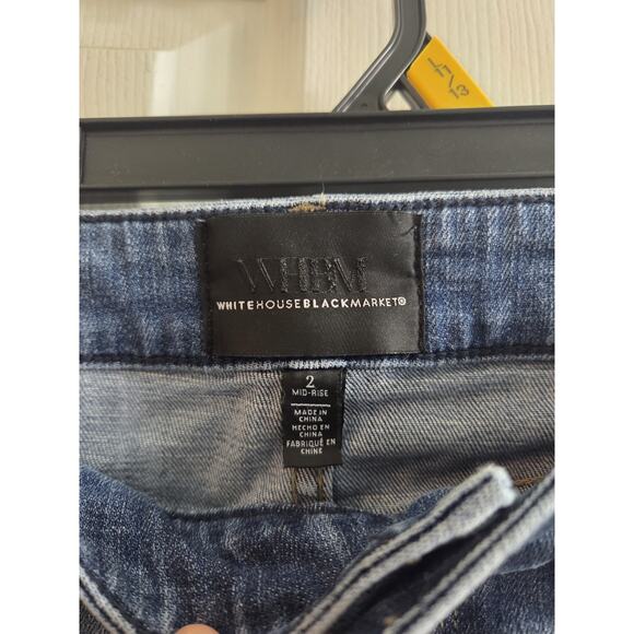 White House Black Market Skinny Ankle Zip buckle Hem Jeans Snake Trim Mid rise 2 - Picture 8 of 12